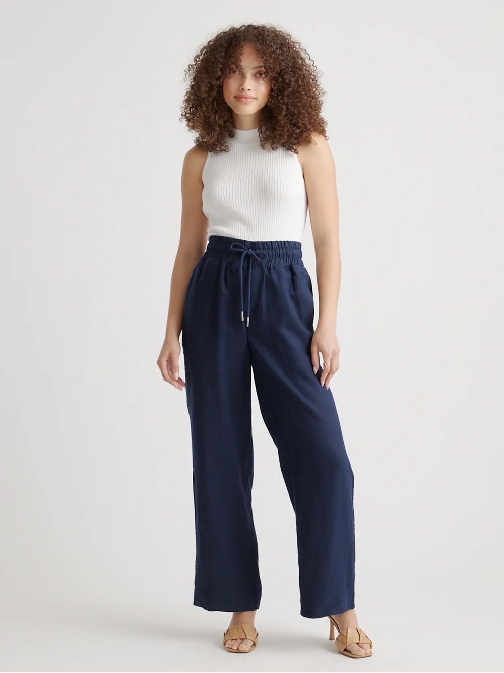 Quince 100% European Linen Drawstring Wide-Leg Pants - Picture 2 of 9